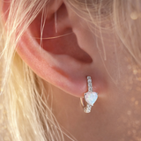 Sterling silver opal heart hoop earrings – Zirconia encrusted hoops – Elegant romantic jewellery