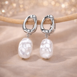 Golden Baroque Pearl Earrings – Elegant Drop Earrings – Chic and Trendy Jewelry