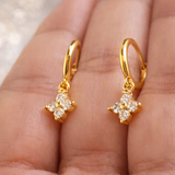 Gold-plated hoop earrings with zirconia – Elegant drop earrings – Refined jewellery