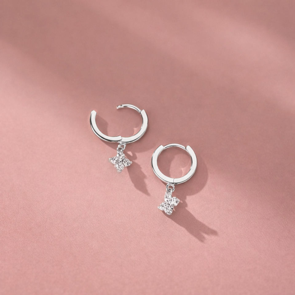 Gold-plated hoop earrings with zirconia – Elegant drop earrings – Refined jewellery