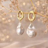 Golden Baroque Pearl Earrings – Elegant Drop Earrings – Chic and Trendy Jewelry