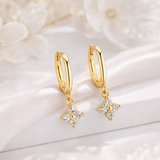 Gold-plated hoop earrings with zirconia – Elegant drop earrings – Refined jewellery