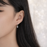 Gold-plated hoop earrings with zirconia – Elegant drop earrings – Refined jewellery