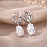 Golden Baroque Pearl Earrings – Elegant Drop Earrings – Chic and Trendy Jewelry