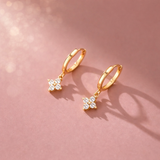 Gold-plated hoop earrings with zirconia – Elegant drop earrings – Refined jewellery